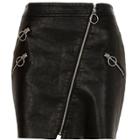 River Island Womens Faux Leather Patent Hoop Zip Mini Skirt
