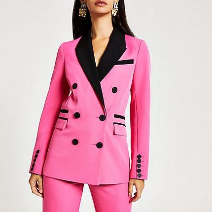 River Island Womens Colour Blocked Double Breasted Blazer