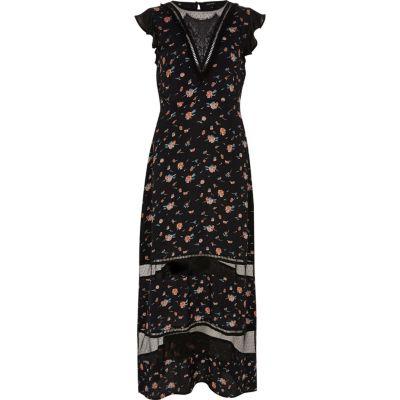 River Island Womens Print Lace Panel Maxi Dress