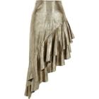 River Island Womens Gold Metallic Asymmetric Frill Hem Skirt