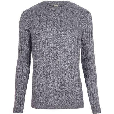 River Island Mens Ribbed Muscle Fit Crew Neck Jumper