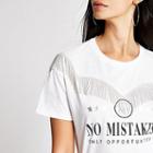 River Island Womens White Western Embellished Fringe T-shirt