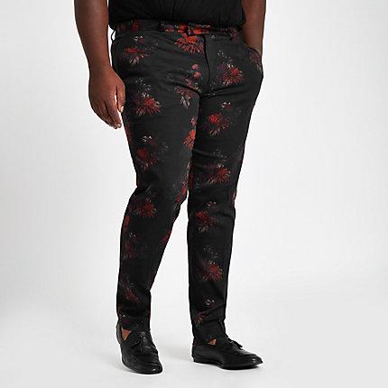 River Island Mens Big And Tall Floral Suit Trousers