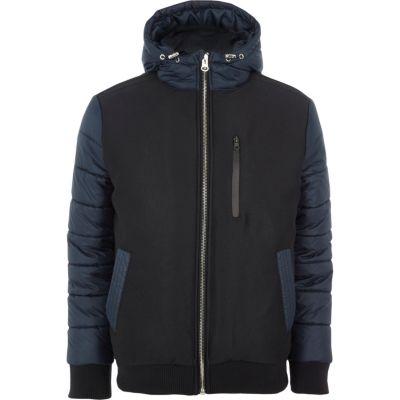 River Island Mens Blocked Hooded Puffer Jacket