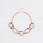 River Island Womens Gold Tone Oval Interlinked Diamante Necklace