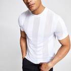 River Island Mens White Mesh Stripe T-shirt