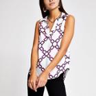 River Island Womens White Chain Print Sleeveless Blouse
