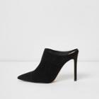 River Island Womens Suede Wide Fit Pointed Heeled Mules