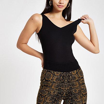 River Island Womens Ribbed V Neck Fitted Vest Top