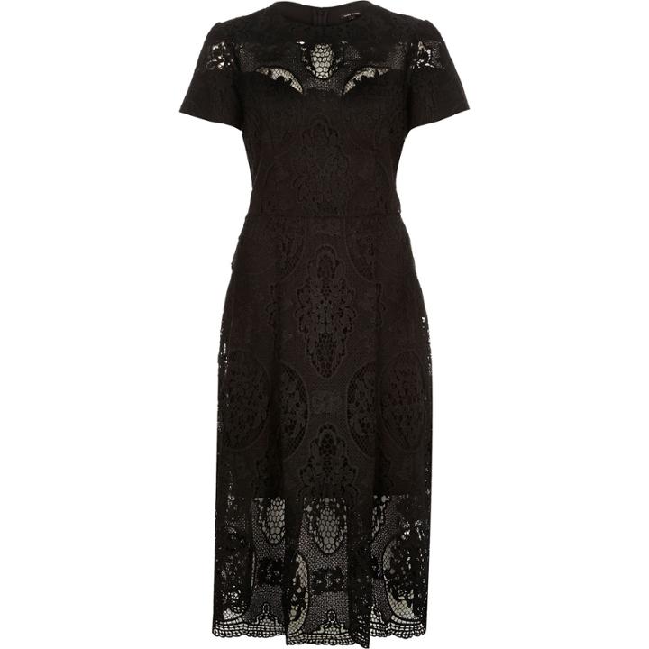 River Island Womens Short Sleeve Lace Midi Dress