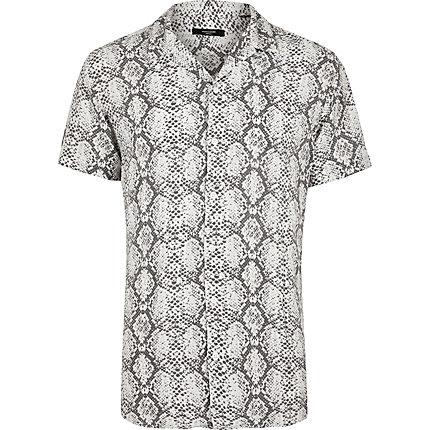 Mens Jack And Jones White Snake Print Shirt