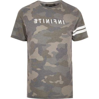 River Island Menskhaki Infinite Camo T-shirt