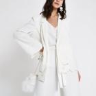 River Island Womens White Lace Embroidered Hem Blazer