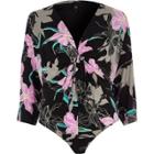 River Island Womens Floral Print Ring Front Bodysuit
