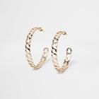 River Island Womens Gold Tone Chain Link Hoop Earrings