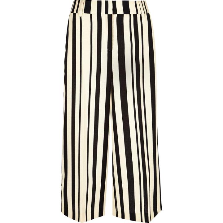 River Island Womens Stripe Wide Cropped Trousers