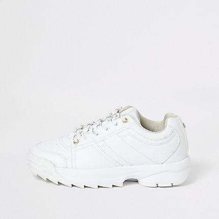 River Island Womens White Chunky Lace-up Runner Trainers