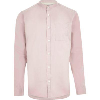 River Island Mens Washed Twill Grandad Shirt