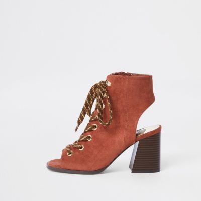River Island Womens Lace-up Block Heel Shoe Boots
