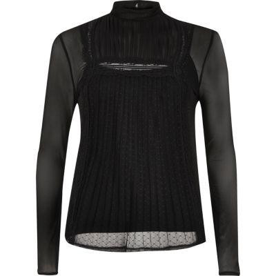 River Island Womens Long Sleeve Lace Mesh Top