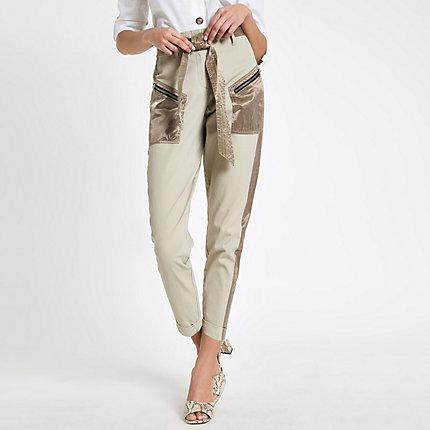River Island Womens Satin Detail Belted Cargo Pants