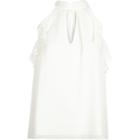 River Island Womens White Ruffle Sleeveless Blouse