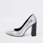 River Island Womens Silver Sequin Wrap Around Court Shoes