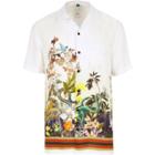 River Island Mens White Snake Print Short Sleeve Revere Shirt