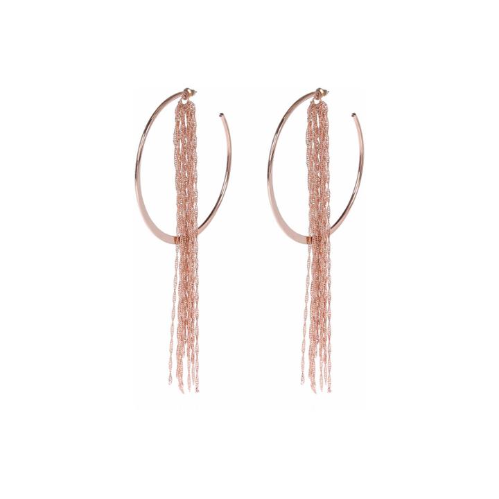 River Island Womens Gold Tone Tassel Hoop Earrings