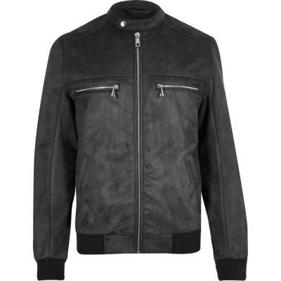 River Island Mens Faux Suede Racer Jacket