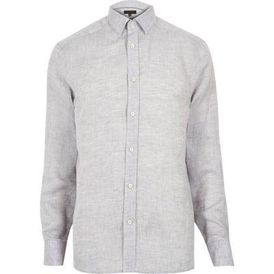 River Island Mens Linen Long Sleeve Shirt