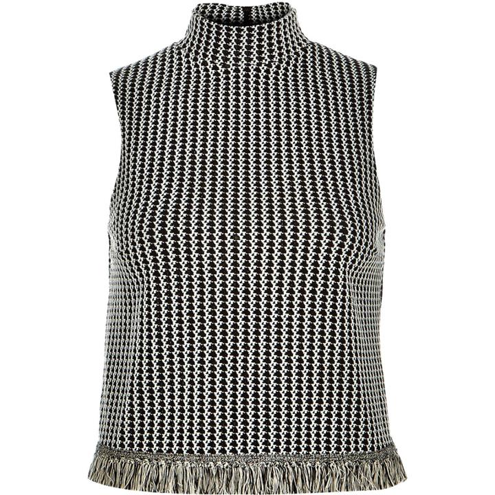 River Island Womens Fringed Hem Jacquard Top