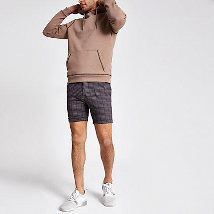 River Island Mens Heritage Check Skinny Chino Shorts
