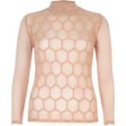 River Island Womens Blush Hexagonal Mesh Turtleneck Top