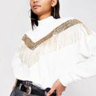 River Island Womens Sequin Chevron Fringe Sweatshirt
