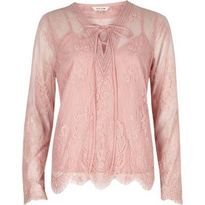 River Island Womens Floral Lace Long Sleeve Blouse