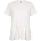 River Island Womens White Faux Pearl Embellished Peplum T-shirt