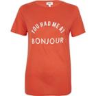 River Island Womens 'bonjour' Print Fitted T-shirt