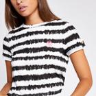River Island Womens White Tie Dye Rolled Sleeve T-shirt