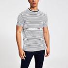 River Island Mens White Stripe Muscle Fit T-shirt