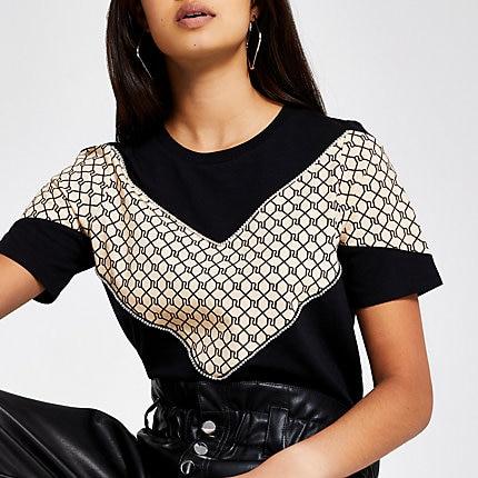 River Island Womens Ri Monogram Chevron T-shirt