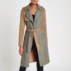 River Island Womens Check Suedette Trench Coat