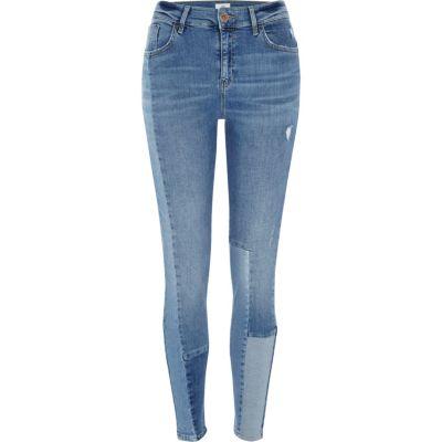 River Island Womens Block Panel Amelie Super Skinny Jeans
