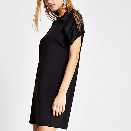 River Island Womens Ruffle Lace Short Sleeve Dress