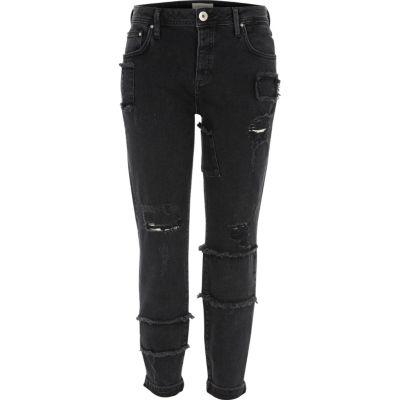 River Island Womens Ashley Patch Detail Boyfriend Jeans