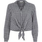 River Island Womens Gingham Check Tie Front Cropped Shirt
