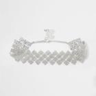River Island Womens Silver Tone Diamond Diamante Choker
