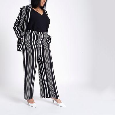 River Island Womens Plus Stripe Print Wide Leg Trousers