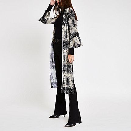 River Island Womens Plisse Snake Print Kimono Duster Jacket