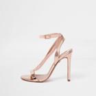 River Island Womens Rose Gold Wide Fit Barely There Sandals